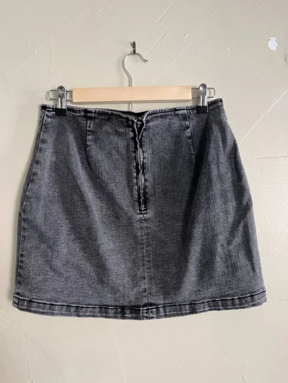 Gray denim mini skirt
